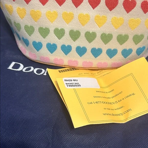 Vintage Y2K Dooney & Bourke Multicolor Heart Shoulder Bucket Bag - Picture 9 of 9